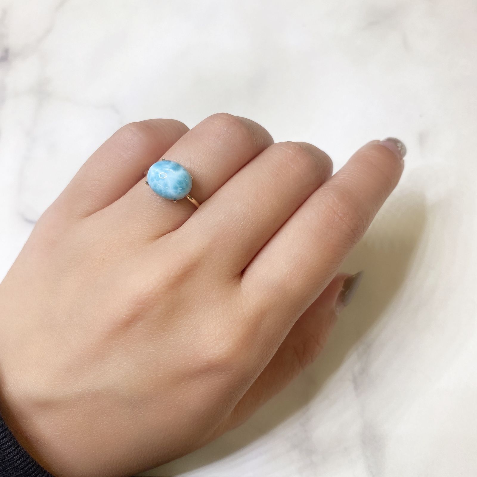 ラリマー(宝石名ブルー・ペクトライト) ドミニカ共和国産 4.11ct 識別済[211013270]10.8×8.8mm前後