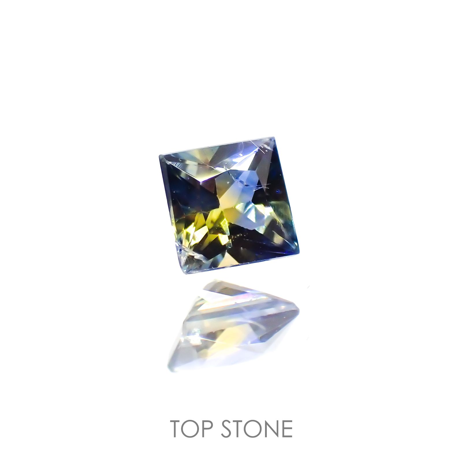 ◇プリンセスカット◇バイカラーサファイア(宝石名バイカラー・サファイア)タンザニア産 0.22ct 識別済[220113887]3.1x3.1mm前後