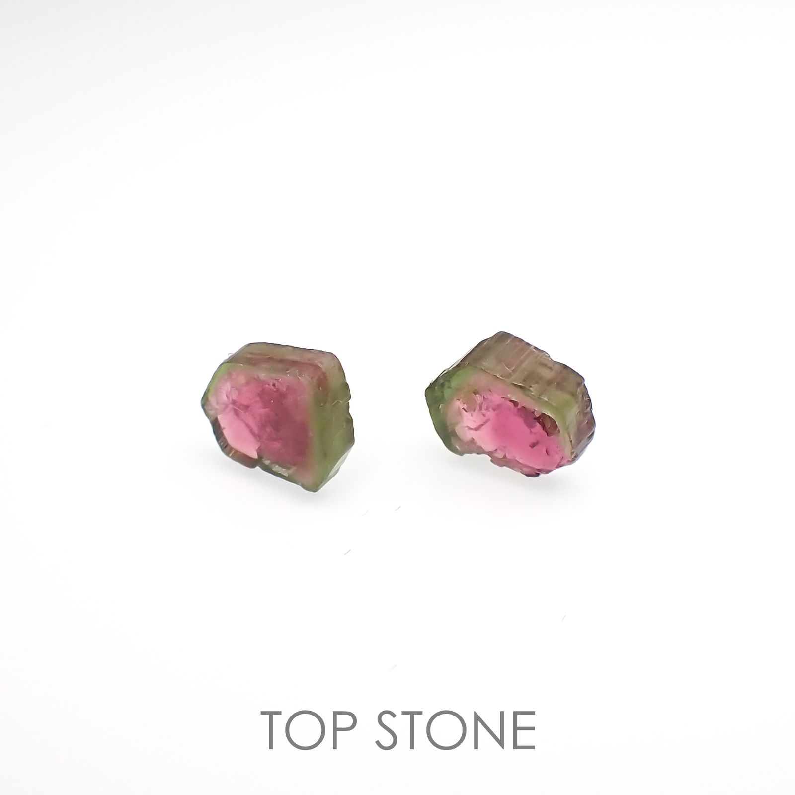 ウォーターメロントルマリン原石スライス 2個セット ブラジル産 2.52ct[220515689]7.6-7.8x6.1-6.4mm前後