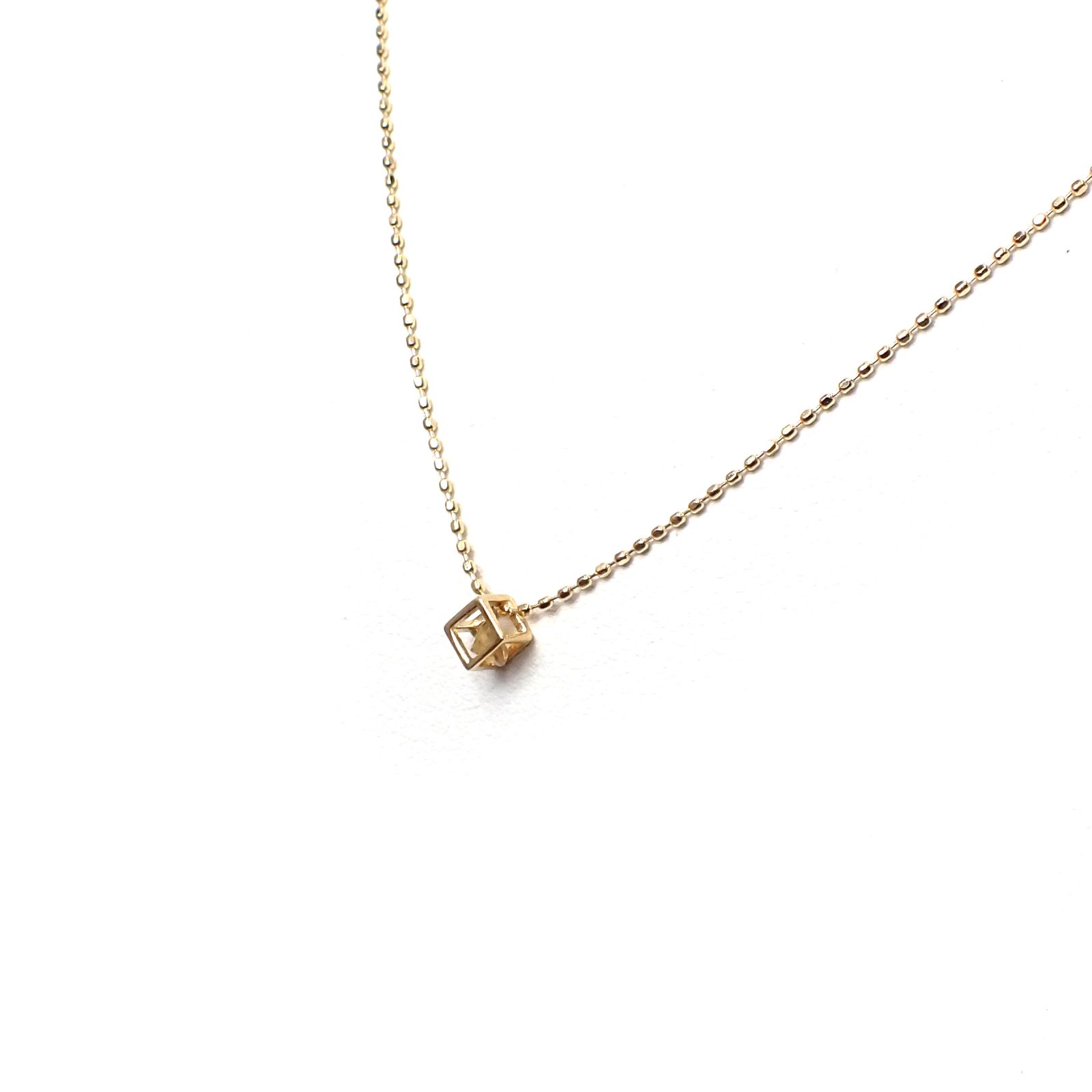 ◇K18 Reinette（レネット）◇シトリン | キューブボックスデザイン [チャーム/ペンダントトップ※チェーン別売り]