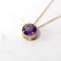 ◇K18 Lumiere（ルミエール）◇アメジスト | 一粒石ジュエリー 5mm [チャーム/ペンダントトップ※チェーン別売り]