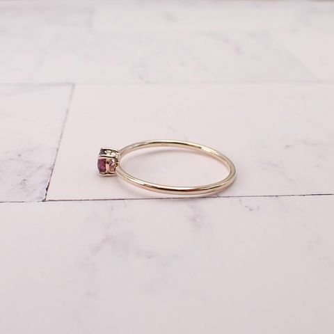 リング空枠：石留め▶パープリッシュピンクスピネル（お客様製作例）