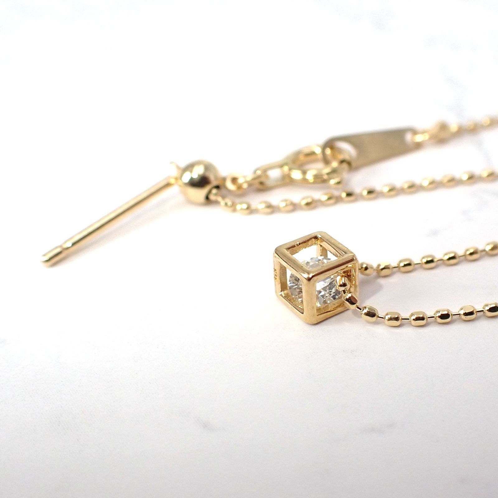 ◇K18 Reinette（レネット）◇ダイヤモンド | キューブボックスデザイン [チャーム/ペンダントトップ※チェーン別売り]