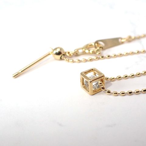 ◇K18 Reinette（レネット）◇ダイヤモンド | キューブボックスデザイン [チャーム/ペンダントトップ※チェーン別売り]