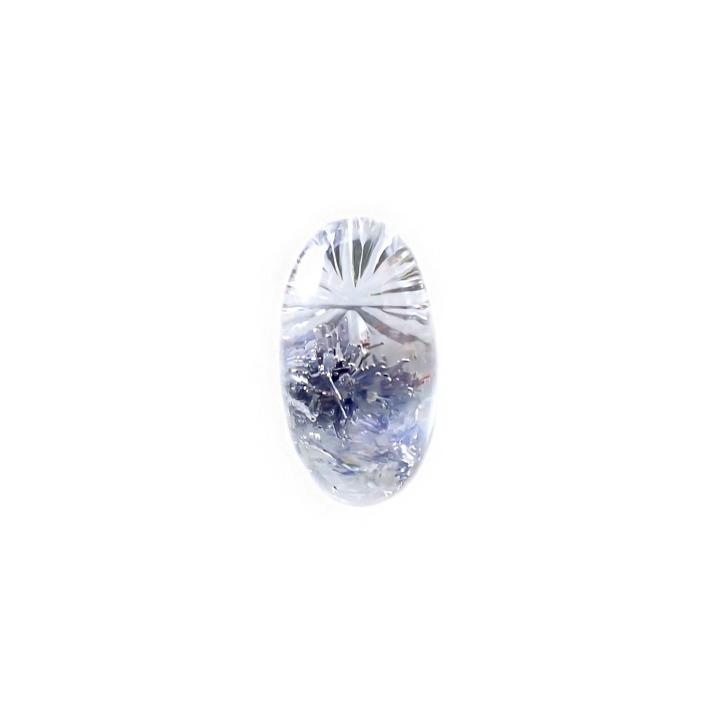 ◇甲州貴石切子Plus Three◇デュモルチェライトインクォーツ カード付き ブラジル産 4.85ct / 14.6x7.9mm前後 [251114608]