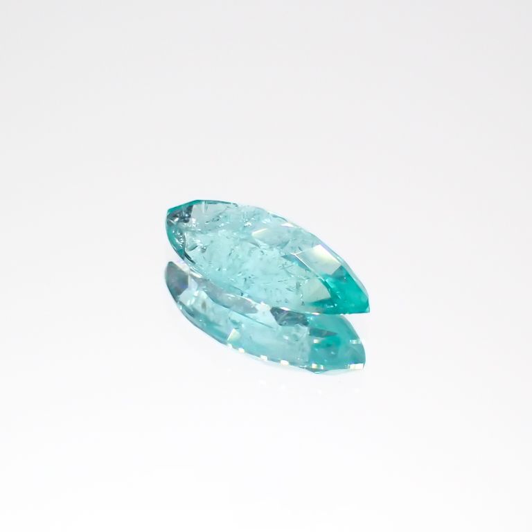 パライバトルマリン(宝石名トルマリン/別名パライバ・トルマリン)ブラジル・キントス鉱山産 0.497ct ソ付(宝貴協)[221018746]8.3x3.9mm前後