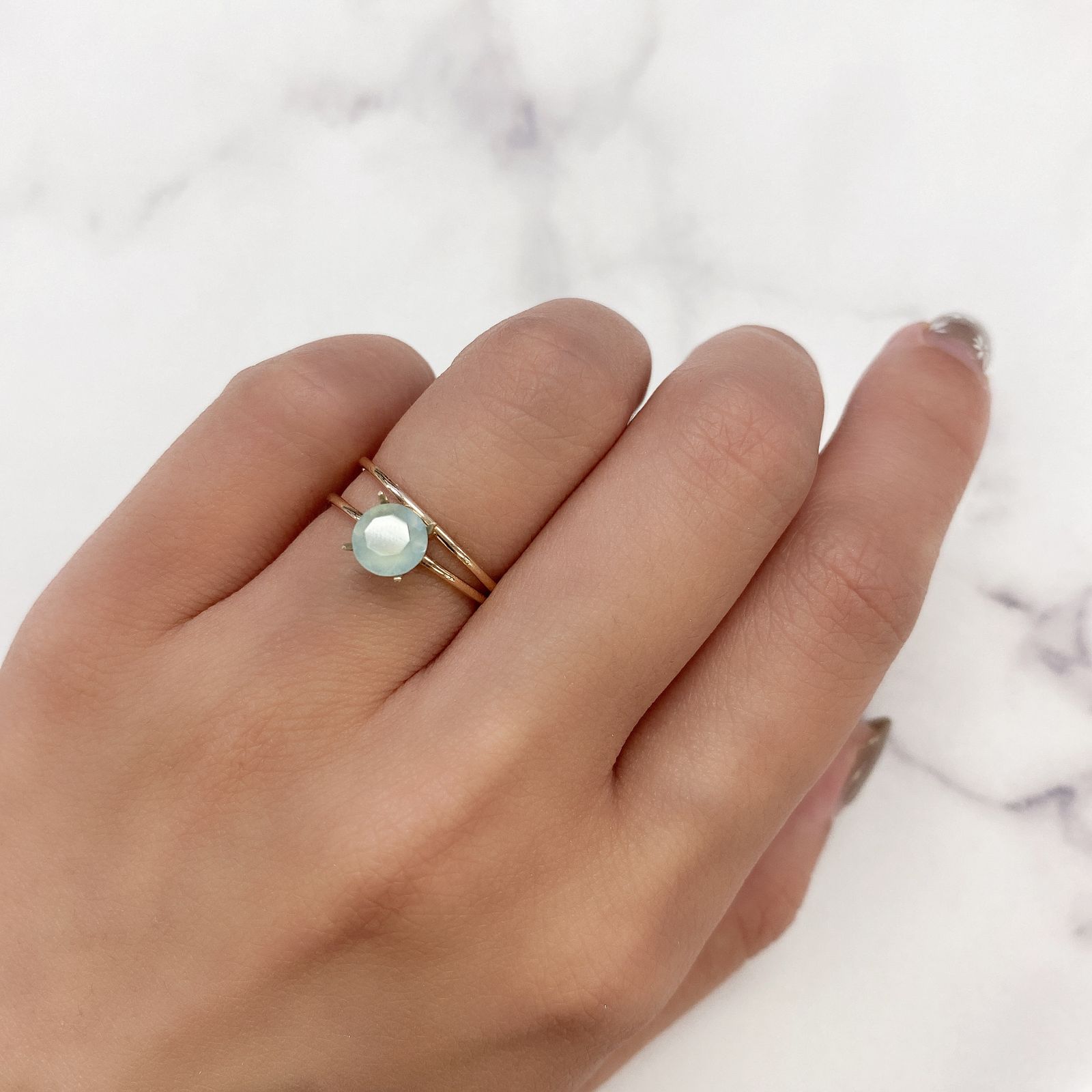 アクアプレーズ(宝石名ブルー グリーン・カルセドニー) 南アフリカ産 0.81ct 識別済[210812352]6.2×6.2mm前後