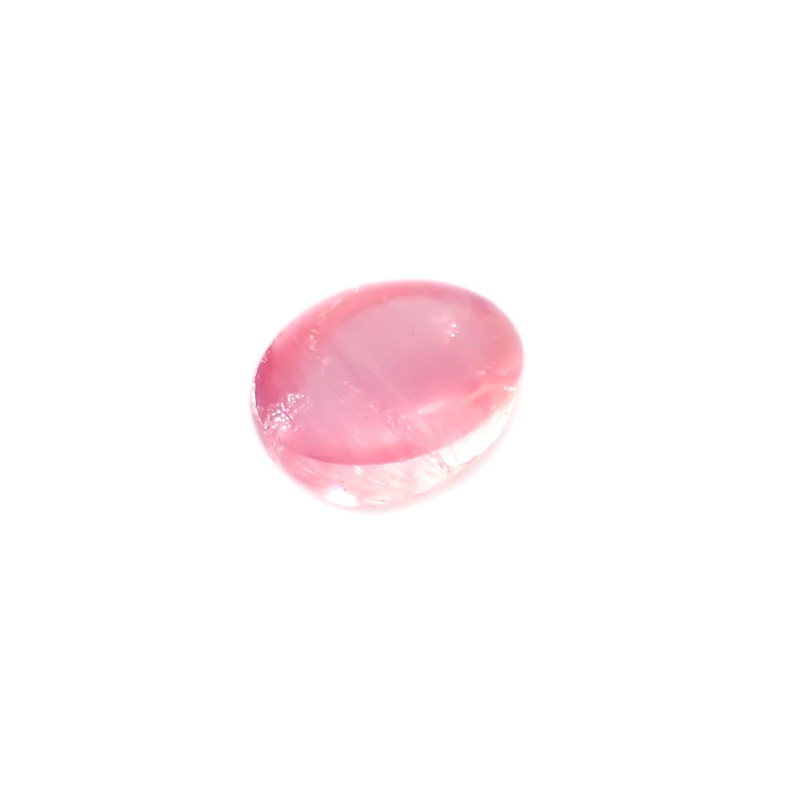 ペツォッタイトキャッツアイ(ラズベリル)(宝石名ペツォッタイト・キャッツアイ)マダガスカル産 0.577ct ソ付(彩珠)[220114348]5.4x4.4mm前後
