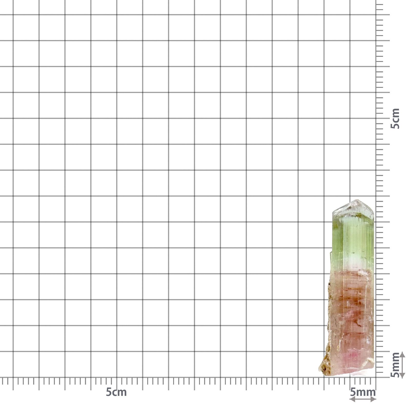 トルマリン柱状結晶原石 アフガニスタン・パプロク鉱山産 アクリル台座付き 26.8ct(5.36g) / 8x8.1x34.7mm前後 [260632363]