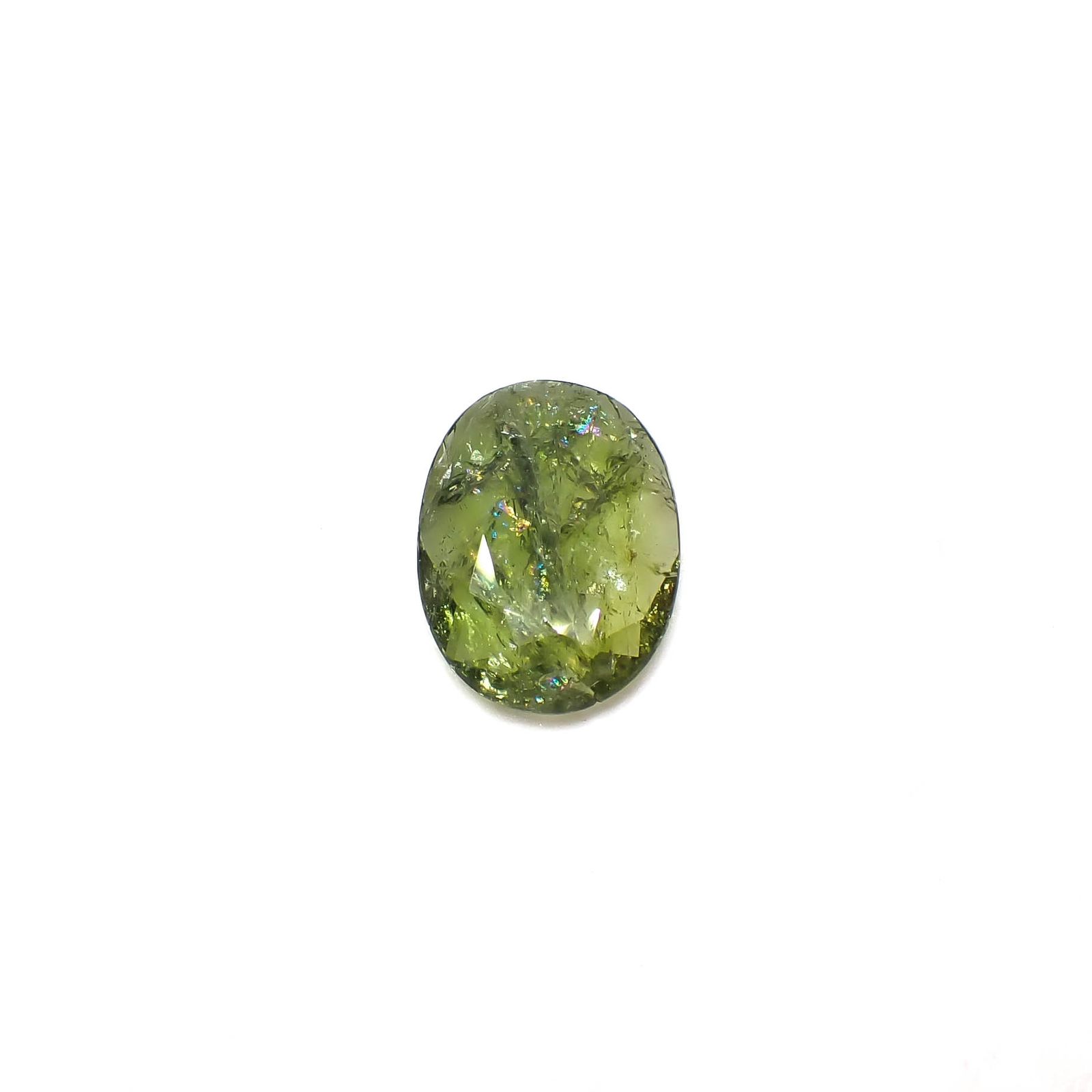 ◇リバーシブル◇イリデッセンスクロムトルマリン(宝石名トルマリン)ケニア産 2.42ct 識別済[240928938]13x9.4mm前後