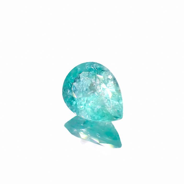パライバトルマリン(宝石名トルマリン/別名パライバ・トルマリン)ブラジル・キントス鉱山産 0.850ct ソ付(宝貴協)[221018742]7.6x5.5mm前後
