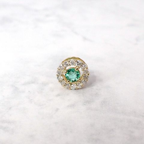 ◇K18 Briller（ブリエ）◇ダイヤモンド×エメラルド | 6.5mmタイプ [取り巻きデザインチャーム/ペンダントトップ※チェーン別売り]