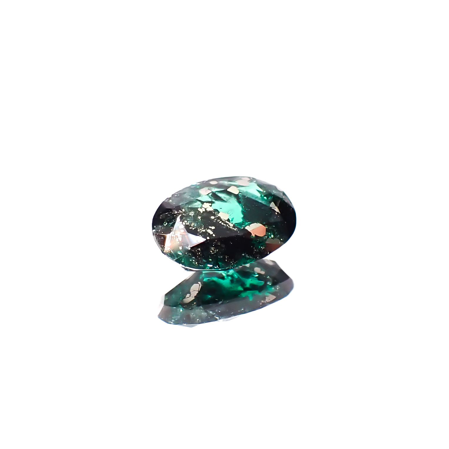 パイライトインエメラルド コロンビア産 0.67ct [241229558]7.1x5.2mm前後