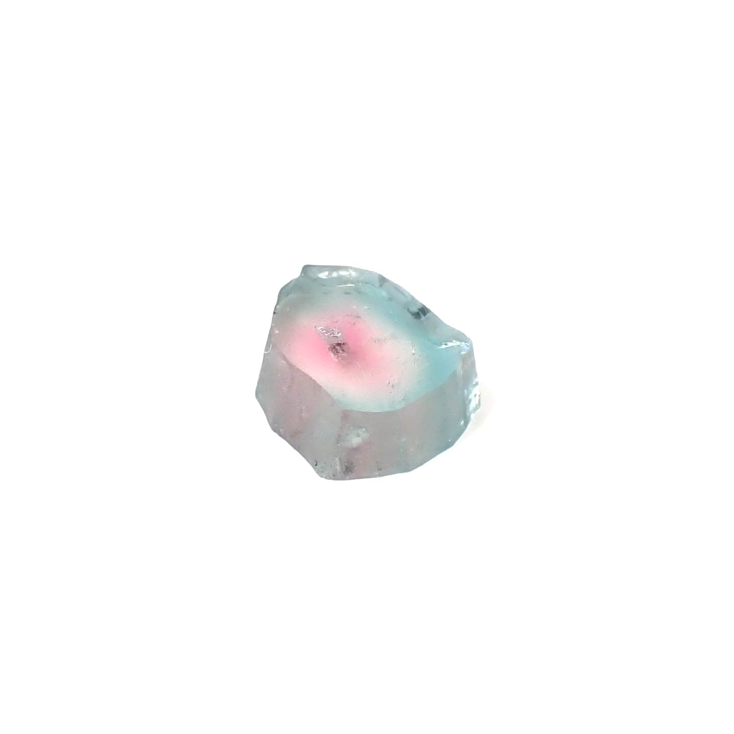 ウォーターメロントルマリン 原石スライス アフガニスタン産 1.83ct [250430213]7.7x6.7mm前後
