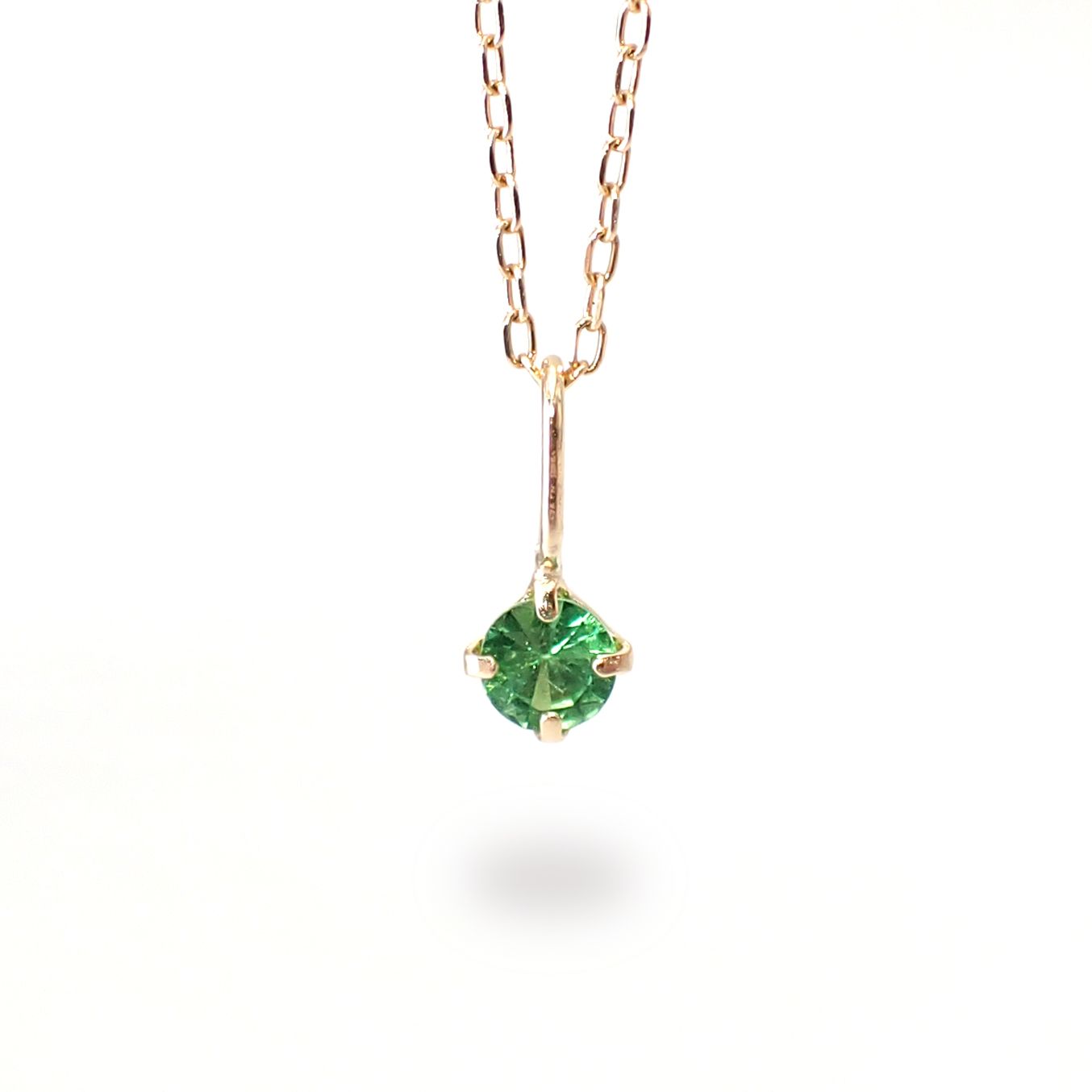 ◇K18 Petitデザイン限定品◇一粒石ジュエリー | ツァボライト 3mm [チャーム/ペンダントトップ※チェーン別売り]