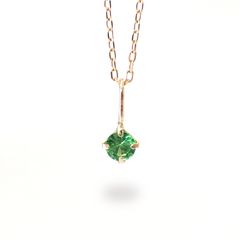 ◇K18 Petitデザイン限定品◇一粒石ジュエリー | ツァボライト 3mm [チャーム/ペンダントトップ※チェーン別売り]