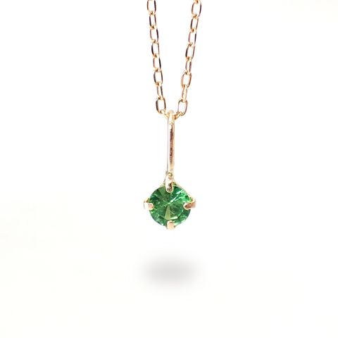 ◇K18 Petitデザイン限定品◇一粒石ジュエリー | ツァボライト 3mm [チャーム/ペンダントトップ※チェーン別売り]