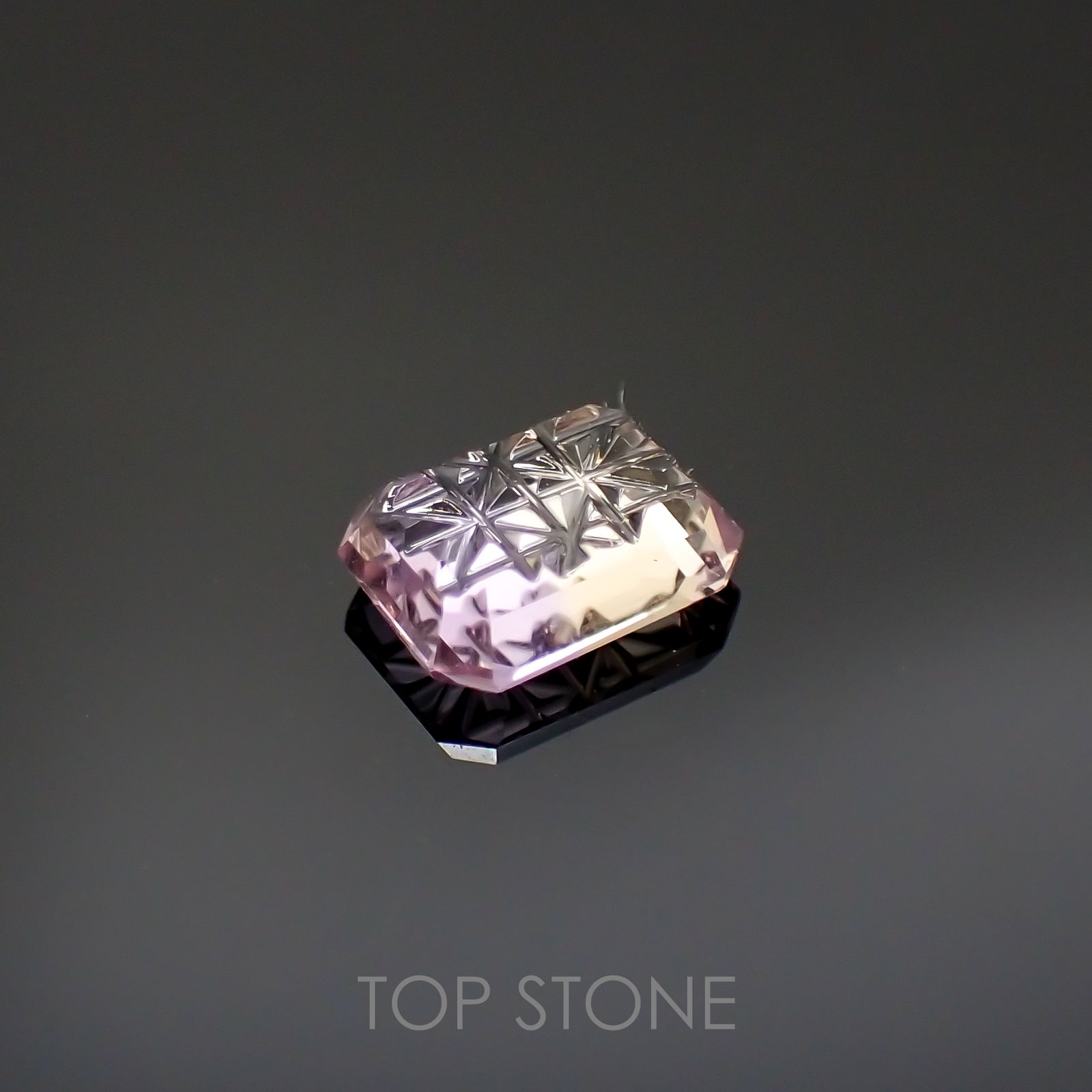 ◇甲州貴石切子Plus Three◇アメトリン カード付き ボリビア産 0.93ct[220114603]7.2x5.6mm前後