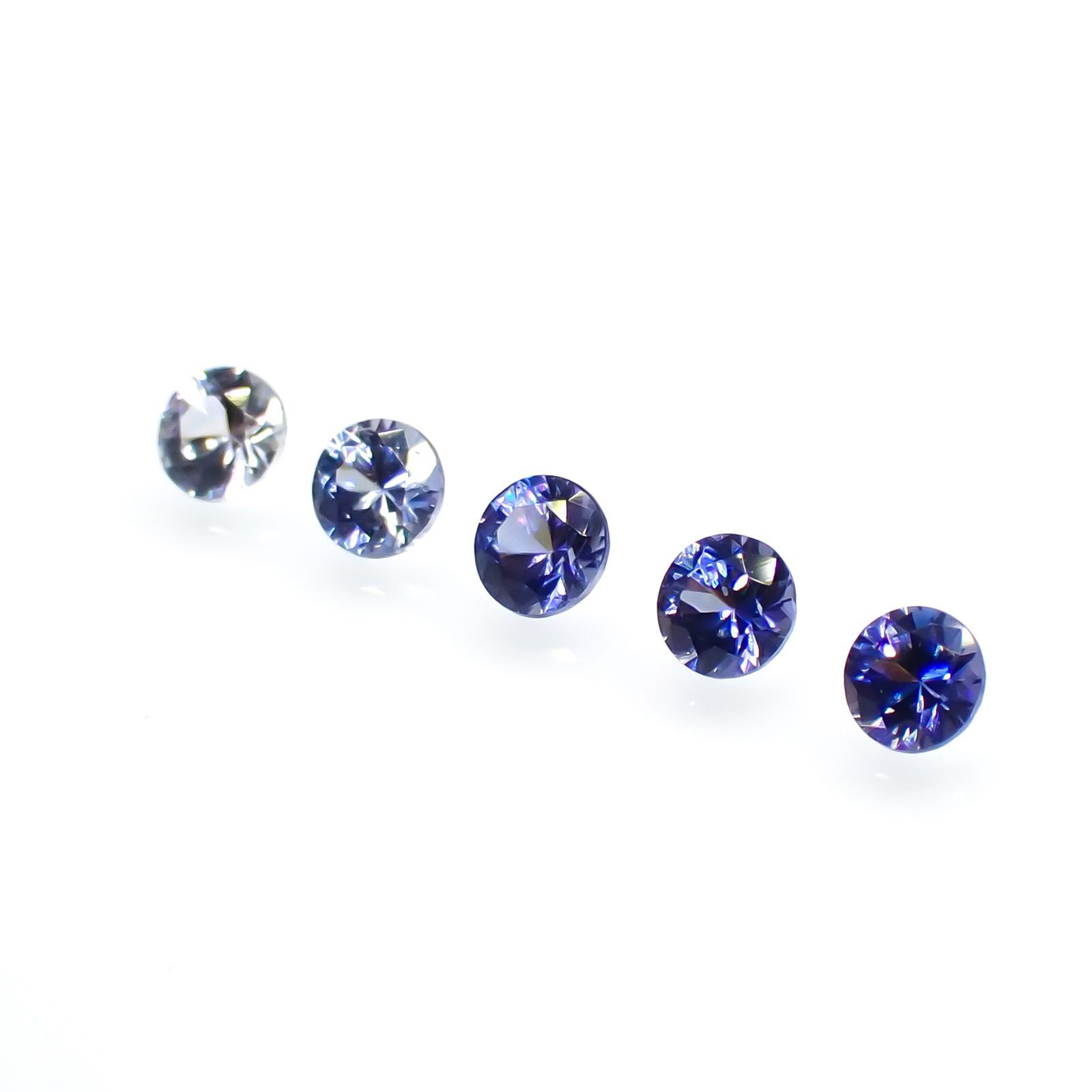 ベニトアイト カラーグラデーション5個セット アメリカ・カリフォルニア州サンベニト産 0.27ct(5pcs合計)[220616635]2.2x2.2mm前後