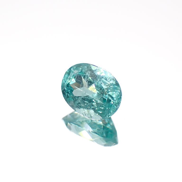 パライバトルマリン(宝石名トルマリン/別名パライバ・トルマリン)ブラジル・キントス鉱山産 0.642ct ソ付(宝貴協)[221018738]6.1x4.7mm前後