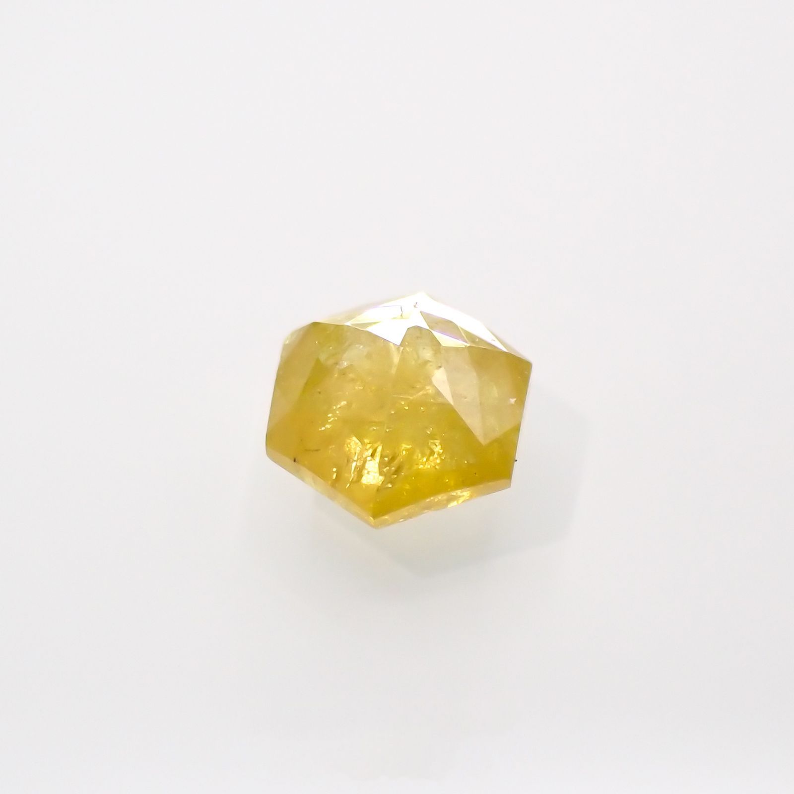 ◇ヘキサゴンアンティークカット◇イエローダイヤモンド(宝石名ダイアモンド) 南アフリカ産 0.13ct 識別済[210813118]2.9×2.9mm前後