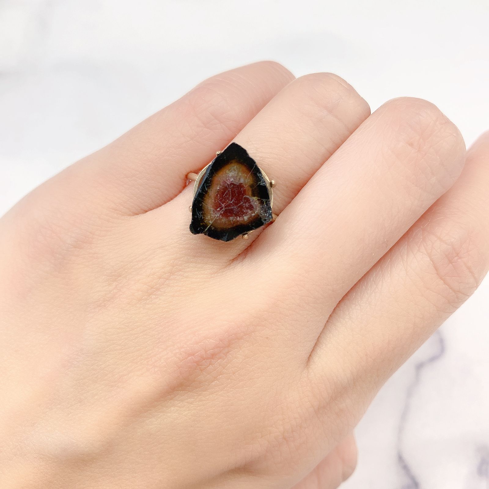 ウォーターメロントルマリン(宝石名トルマリン) ブラジル産 原石・結晶 6.17ct 識別済[19111835]14.2×11.6mm前後