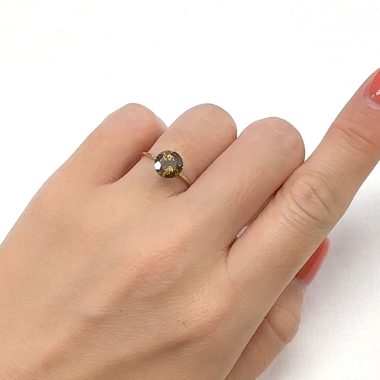 グロッシュラーアンドラダイトガーネット(宝石名グロッシュラー/アンドラダイト・ガーネット)ナミビア産 1.76ct 識別済[220114313]7.3x7.3mm前後