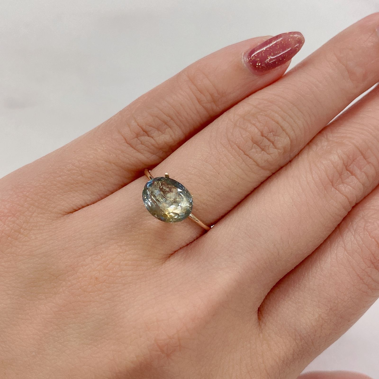 アベンチュリンアクアマリン(宝石名アクアマリン) ナイジェリア産 2.31ct 識別済[210712992]10×7.8mm前後