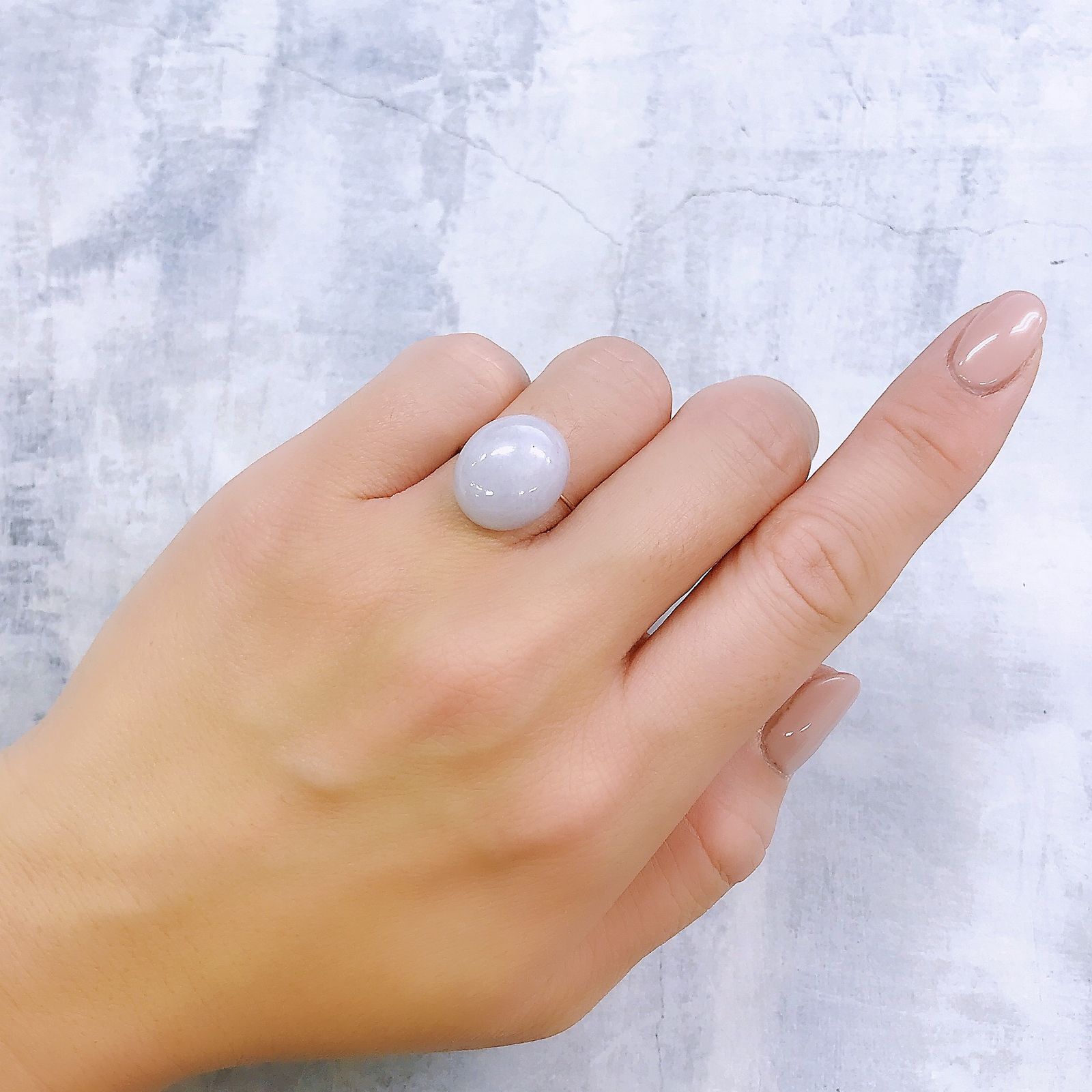 ラベンダー翡翠 ビルマ産 13.75ct[221219377]15.4x13.2mm前後