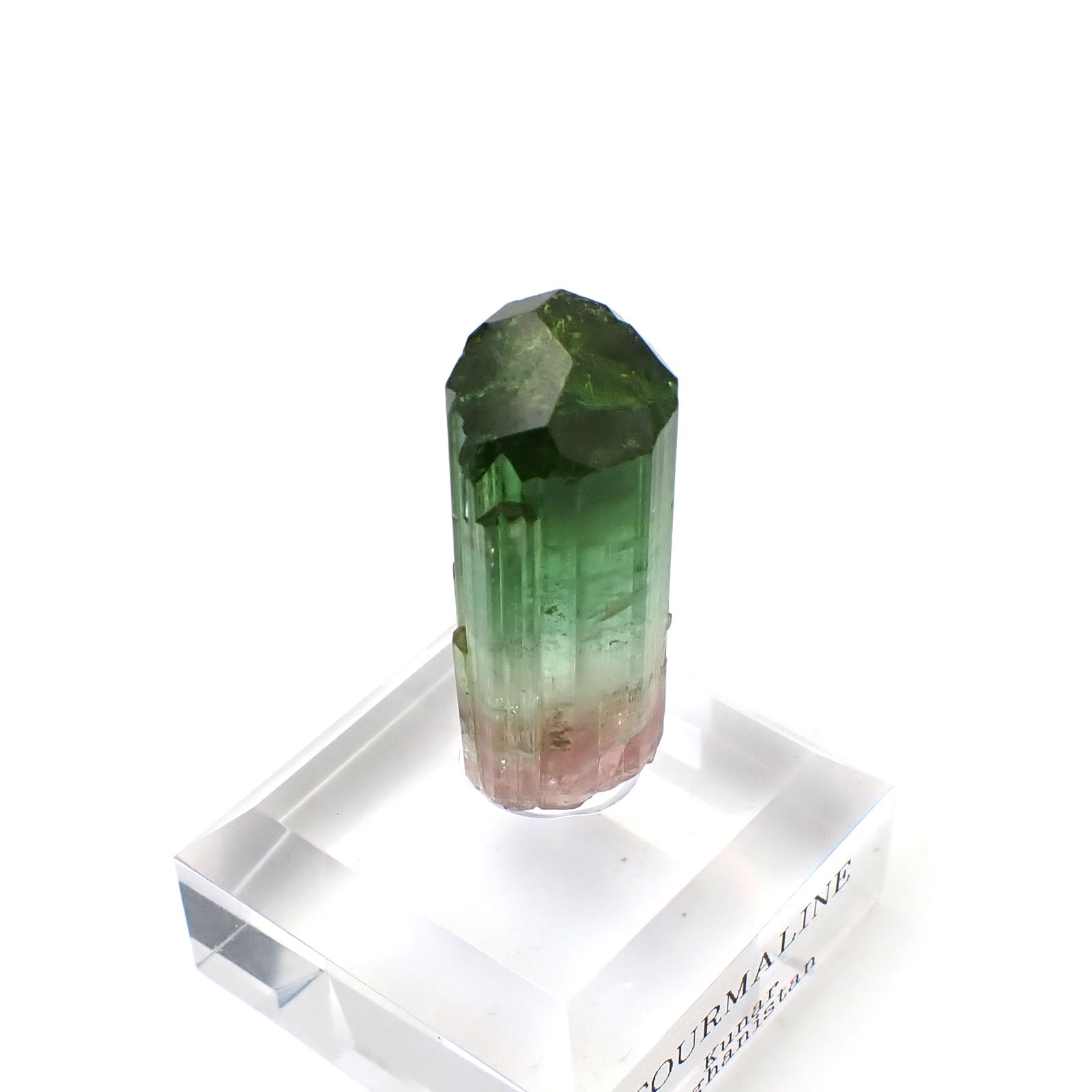 トルマリン柱状結晶原石 アフガニスタン・クナル州産 アクリル台座付き 95.18ct(19.03g) / 13.3x18.2x41.1mm前後 [260632365]