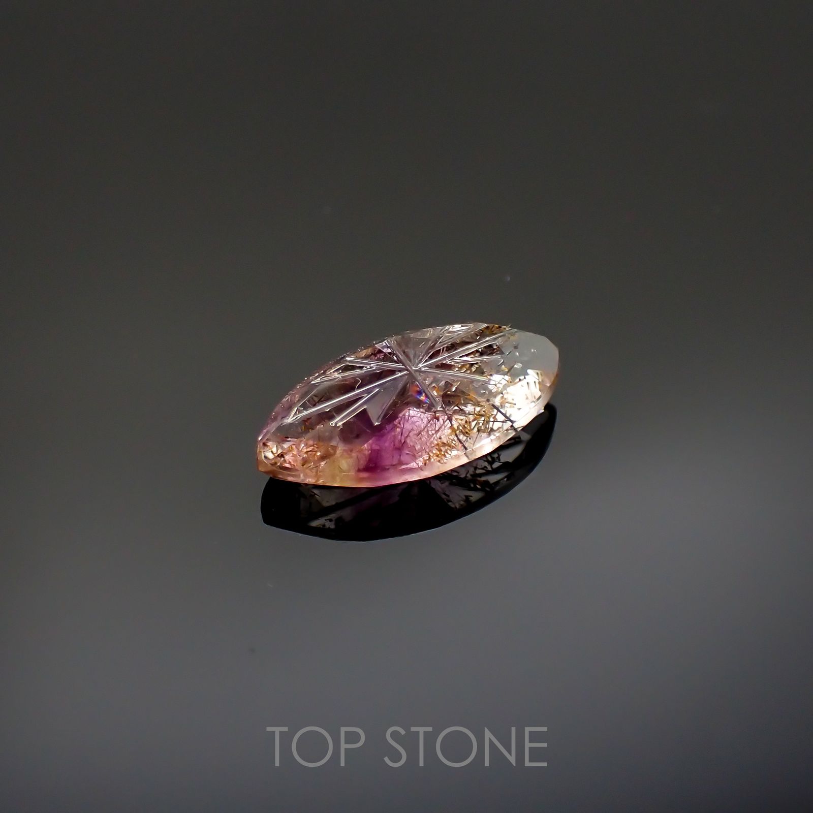 ◇甲州貴石切子Plus Three◇スーパーセブン カード付き ブラジル産 2.82ct[220114605]14.6x7.7mm前後