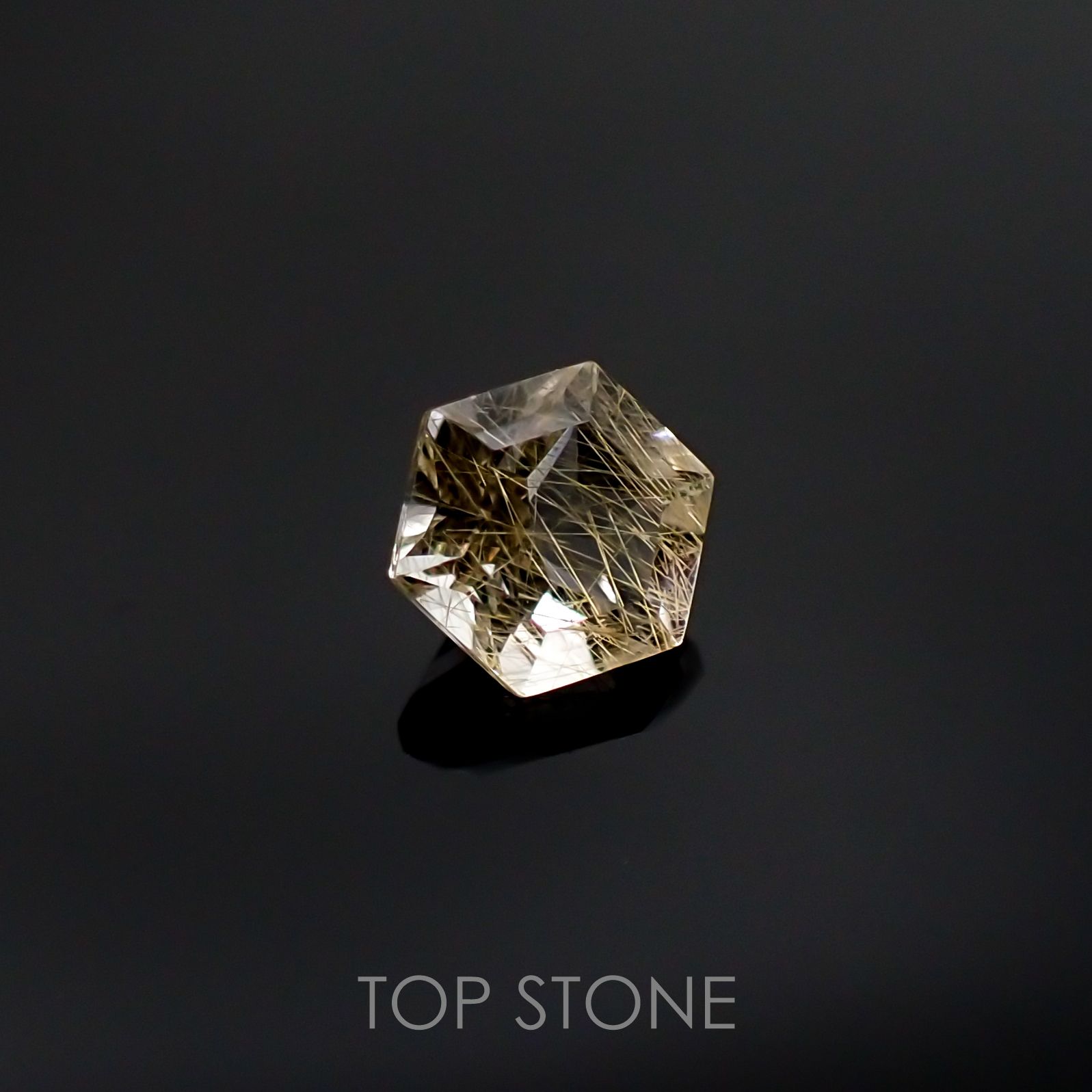 ◇ヘキサゴンカット◇ルチルクォーツSA ブラジル産 ルース 0.58ct[210511011]5.1×5mm前後