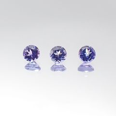 <ランダムセレクト3個セット> タンザナイトSA ラウンドカット タンザニア産 0.30ct前後(3pcs合計)[20096080]3×3mm前後