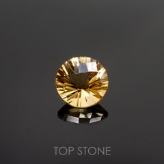 ◇チェッカーコンケーブカット◇シトリン(宝石名シトリン) ブラジル産 1.17ct 識別済[210913026]7×7mm前後