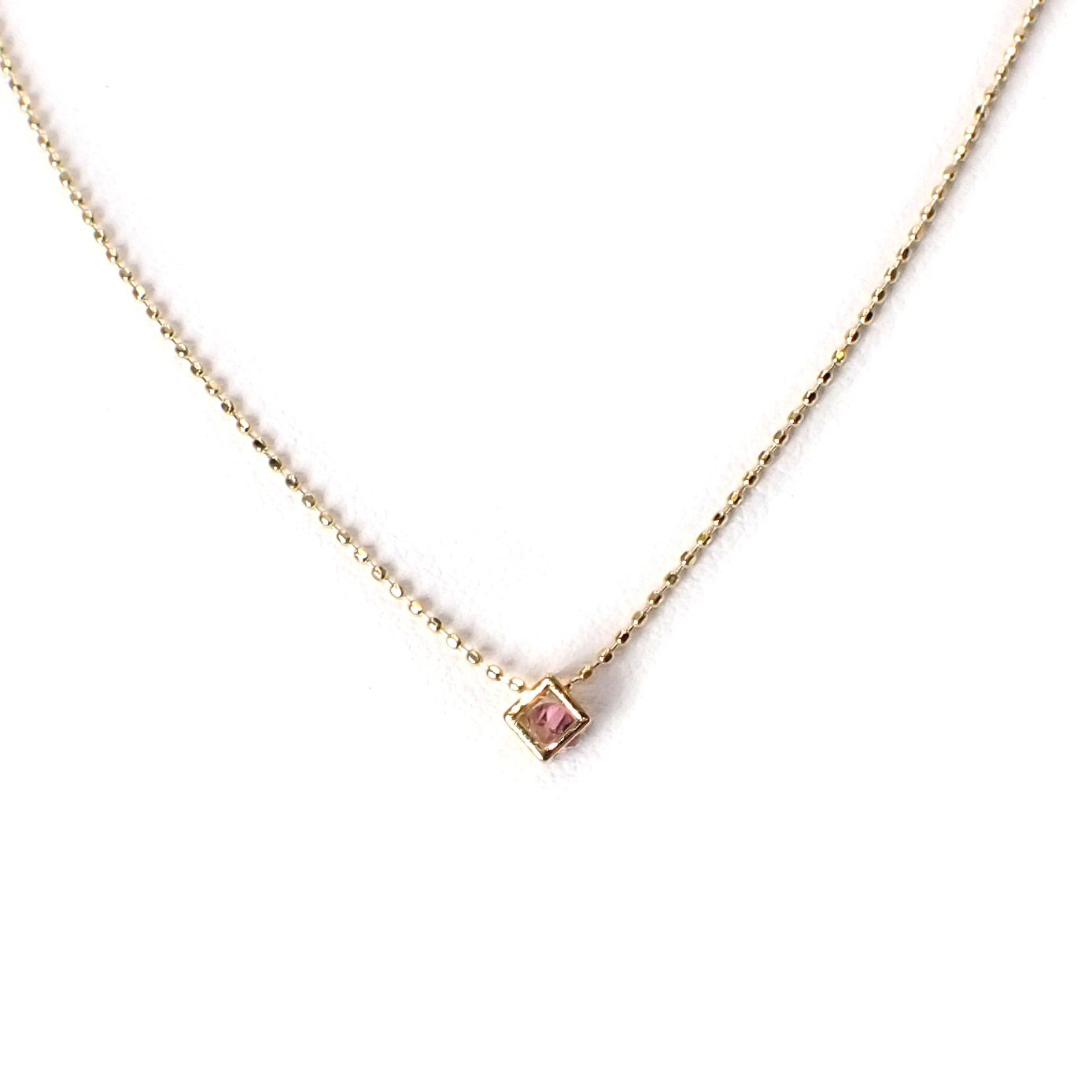 ◇K18 Reinette（レネット）◇ピンクトルマリン | キューブボックスデザイン [チャーム/ペンダントトップ※チェーン別売り]