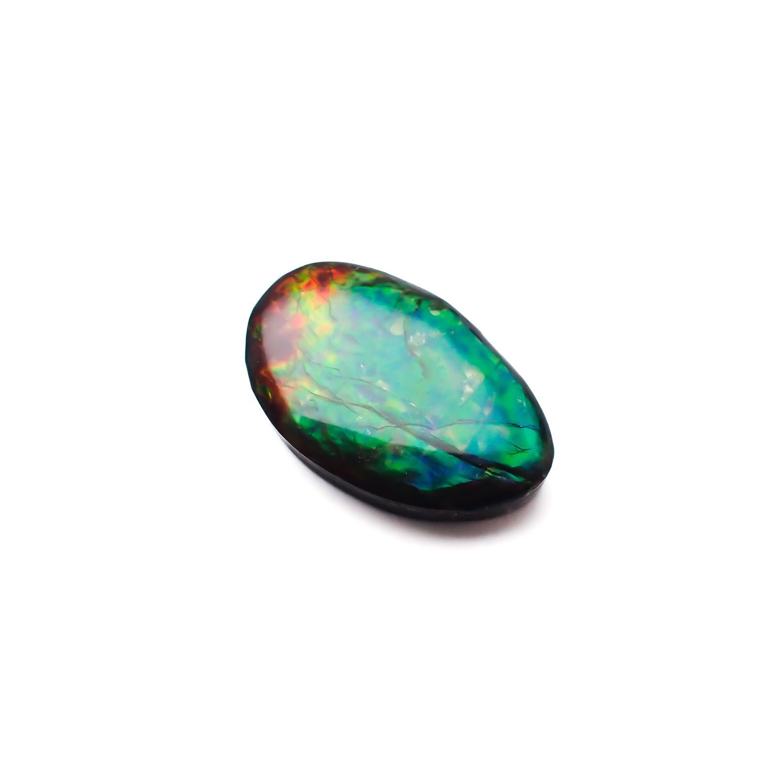 ◇フリーフォーム◇アンモライト トリプレット カナダ産 7.66ct [220817409]17.9x11.4mm前後