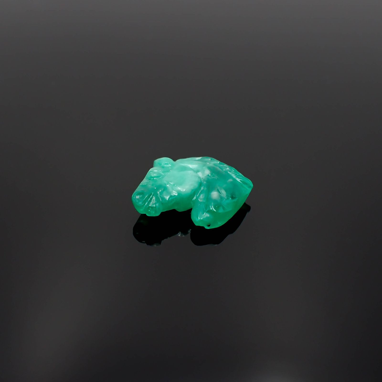 ◇カスタムカット・馬彫刻◇エメラルド コロンビア産 4.04ct[230421697]12.7x14.2mm前後