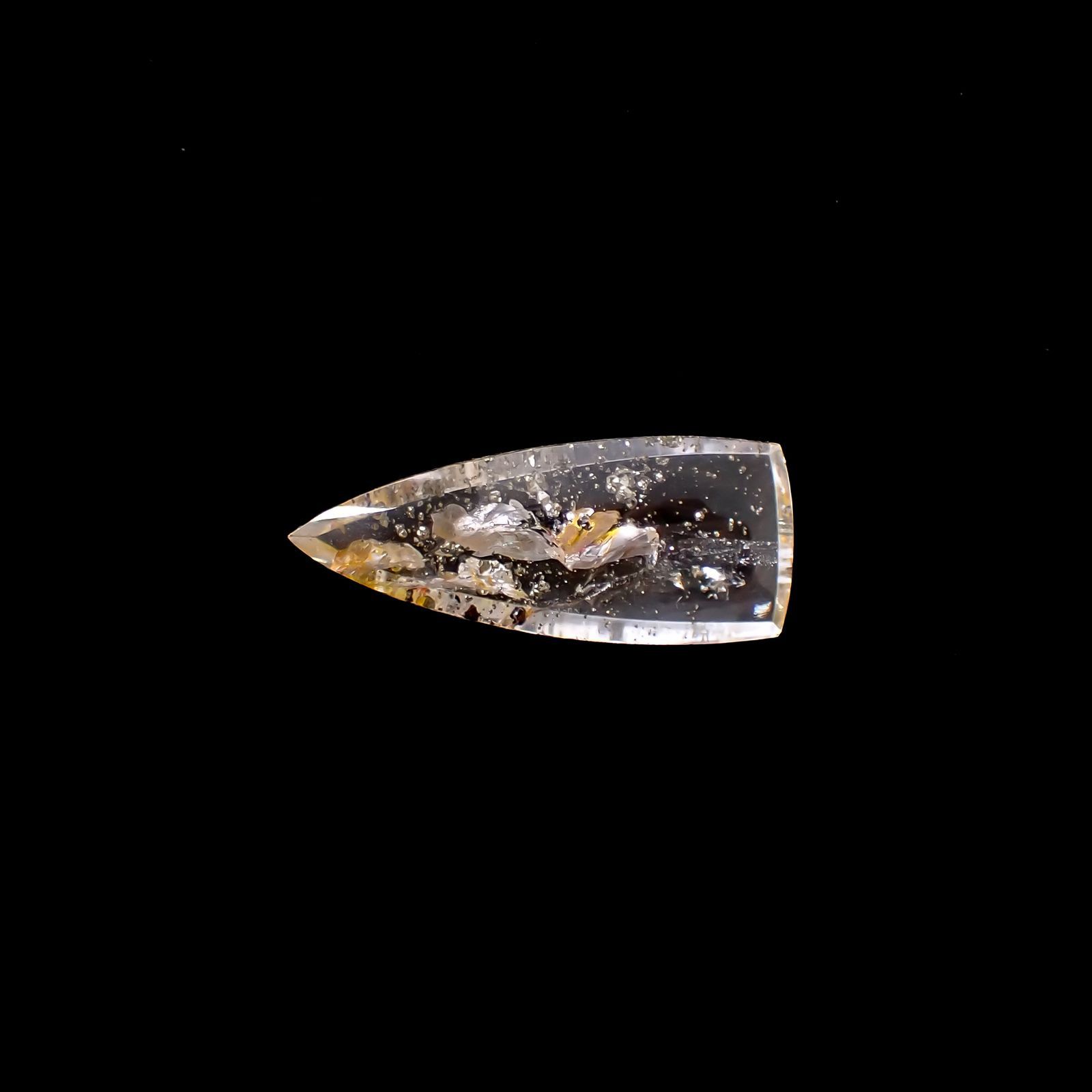 ◇カスタムカット◇パイライトインクォーツ  ブラジル産 12.65ct[220616630]27.3x11.2mm前後