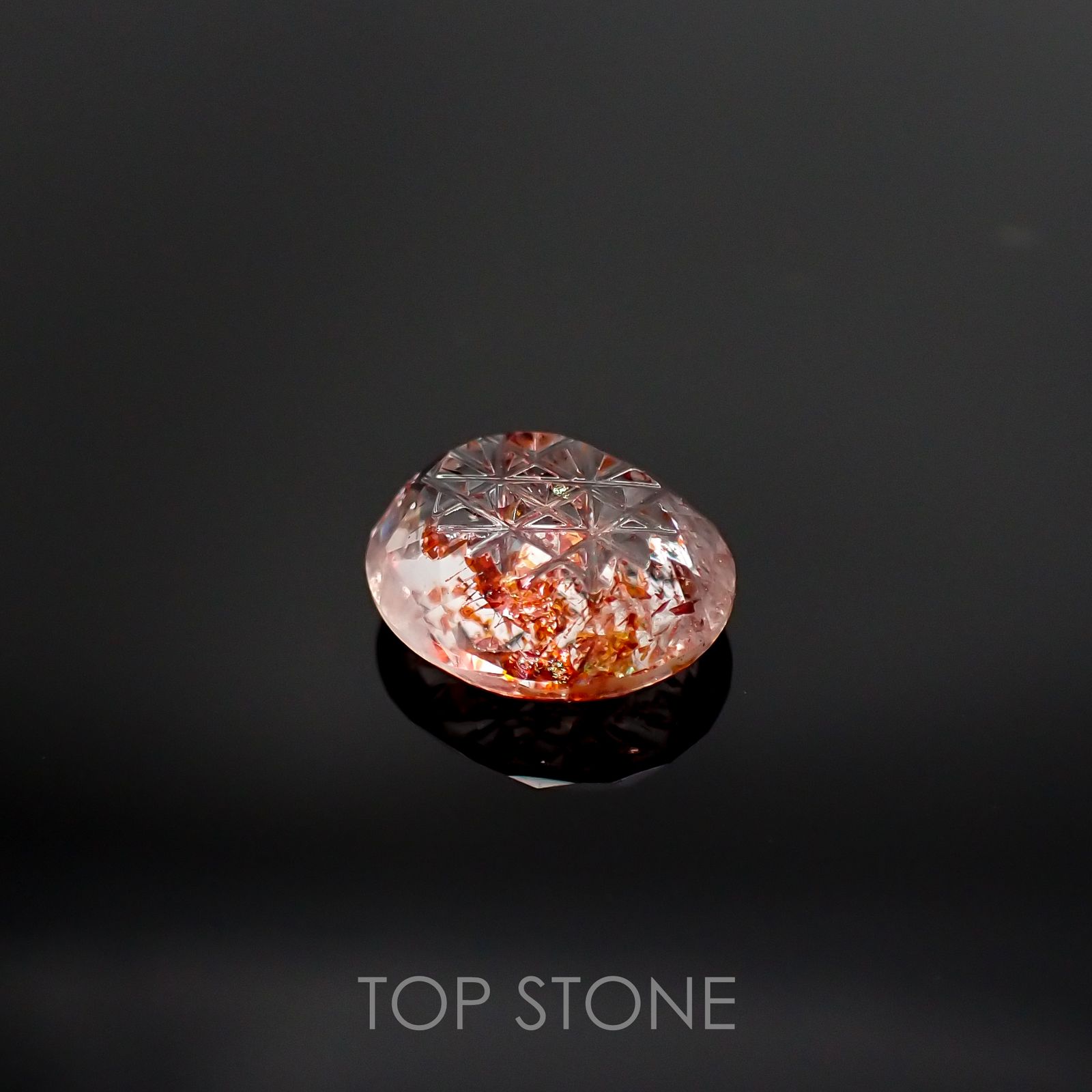 ◇甲州貴石切子 Plus Three◇イリュージョンサンストーン カード付き タンザニア産 ルース 2.43ct[210711604]9.9×8.8mm前後