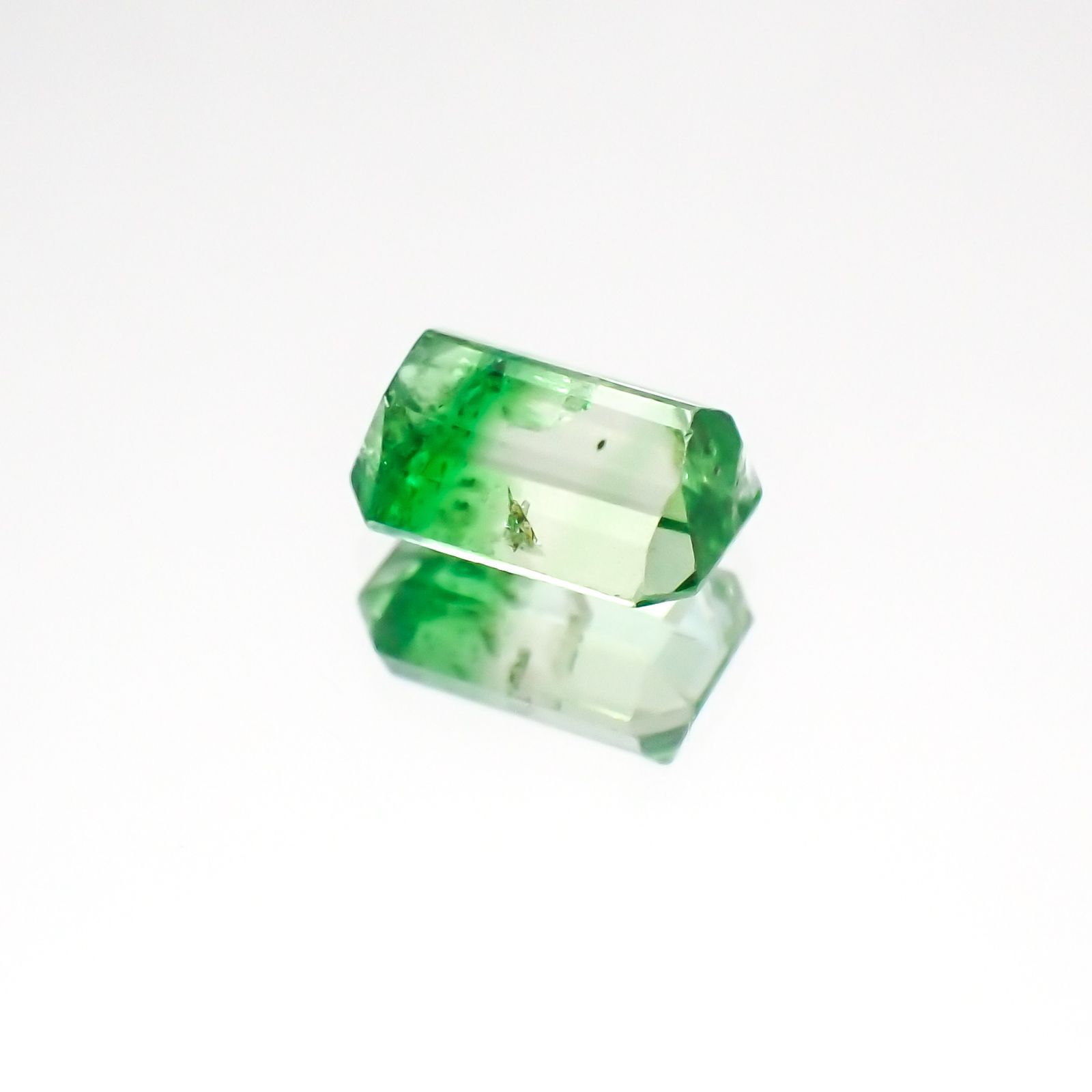 バイカラーツァボライト(宝石名グリーン グロッシュラー・ガーネット)タンザニア産 1.00ct 識別済[231124259]6.6x4.3mm前後