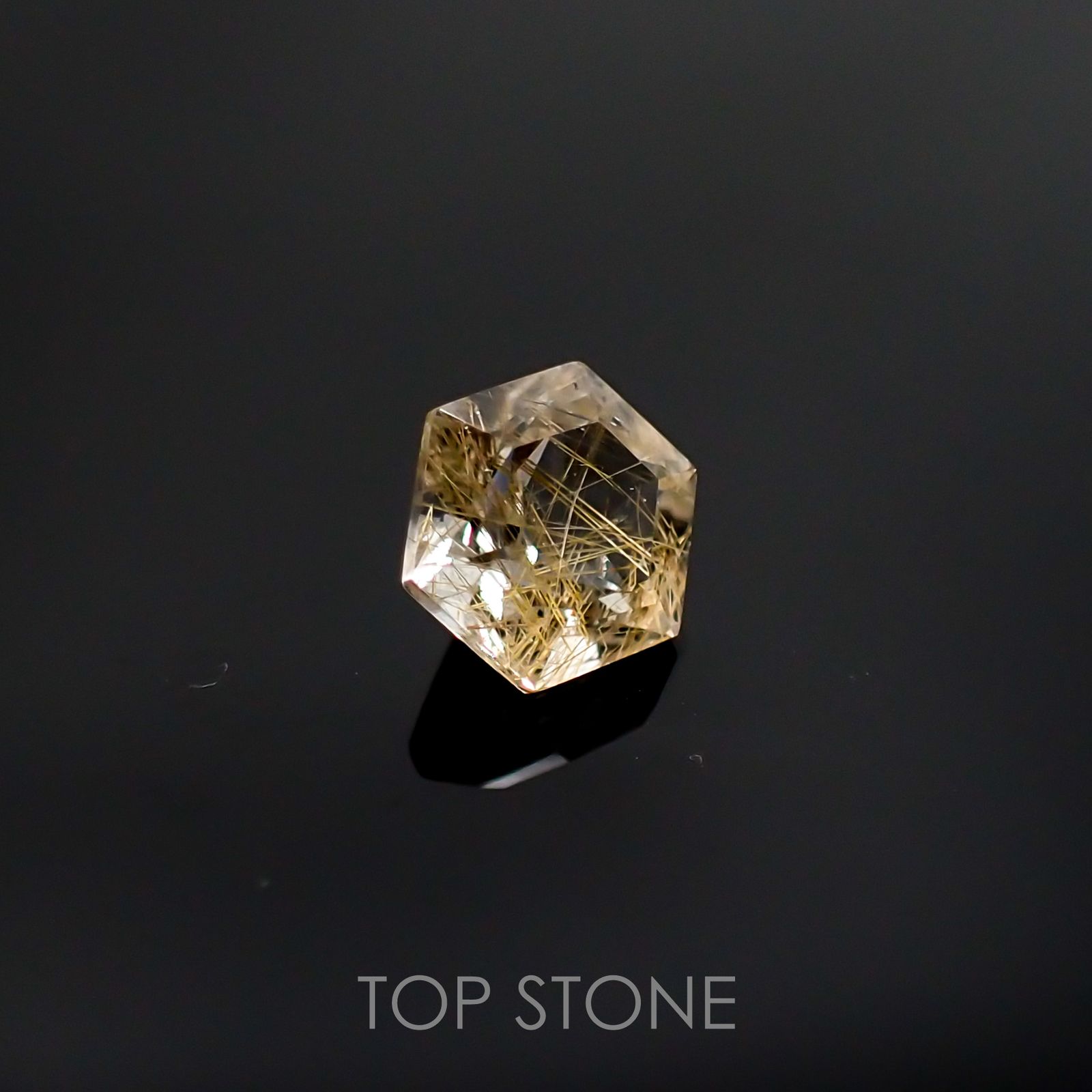 ◇ヘキサゴンカット◇ルチルクォーツSA ブラジル産 ルース 0.59ct[210511012]5.1×5.1mm前後
