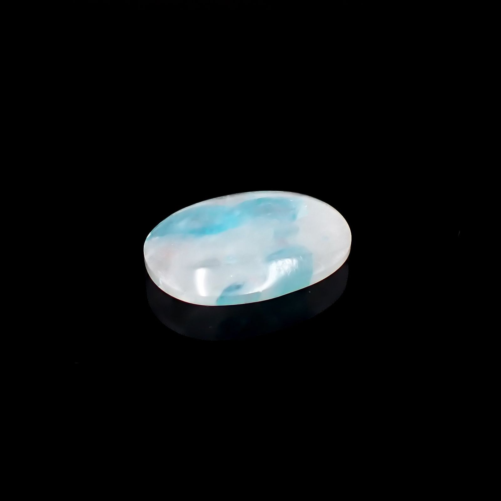パライバトルマリンインクォーツ(宝石名トルマリンインクォーツ/別名パライバ・トルマリン)ブラジル産 4.175ct ソ付(宝貴協)[221018818]15.1x11.2mm前後