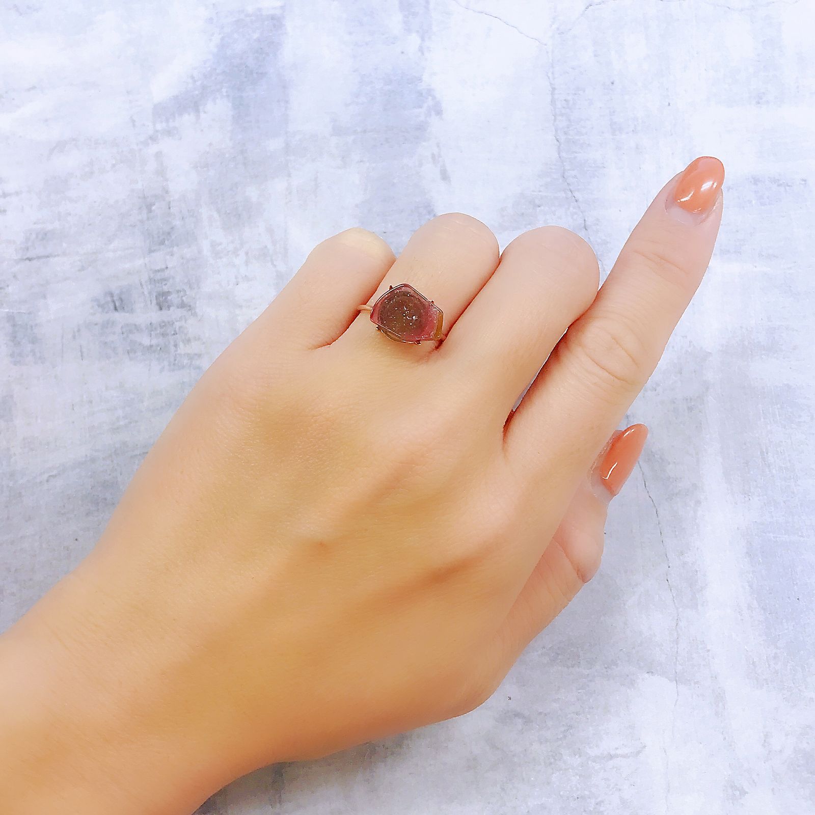 ウォーターメロントルマリン 原石スライス  ブラジル産 4.37ct[221018619]13.2x10.2mm前後