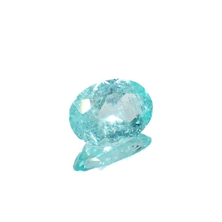 パライバトルマリン(宝石名トルマリン/別名パライバ・トルマリン)ブラジル・キントス鉱山産 0.477ct ソ付(宝貴協)[221018751]6.2x4.6mm前後