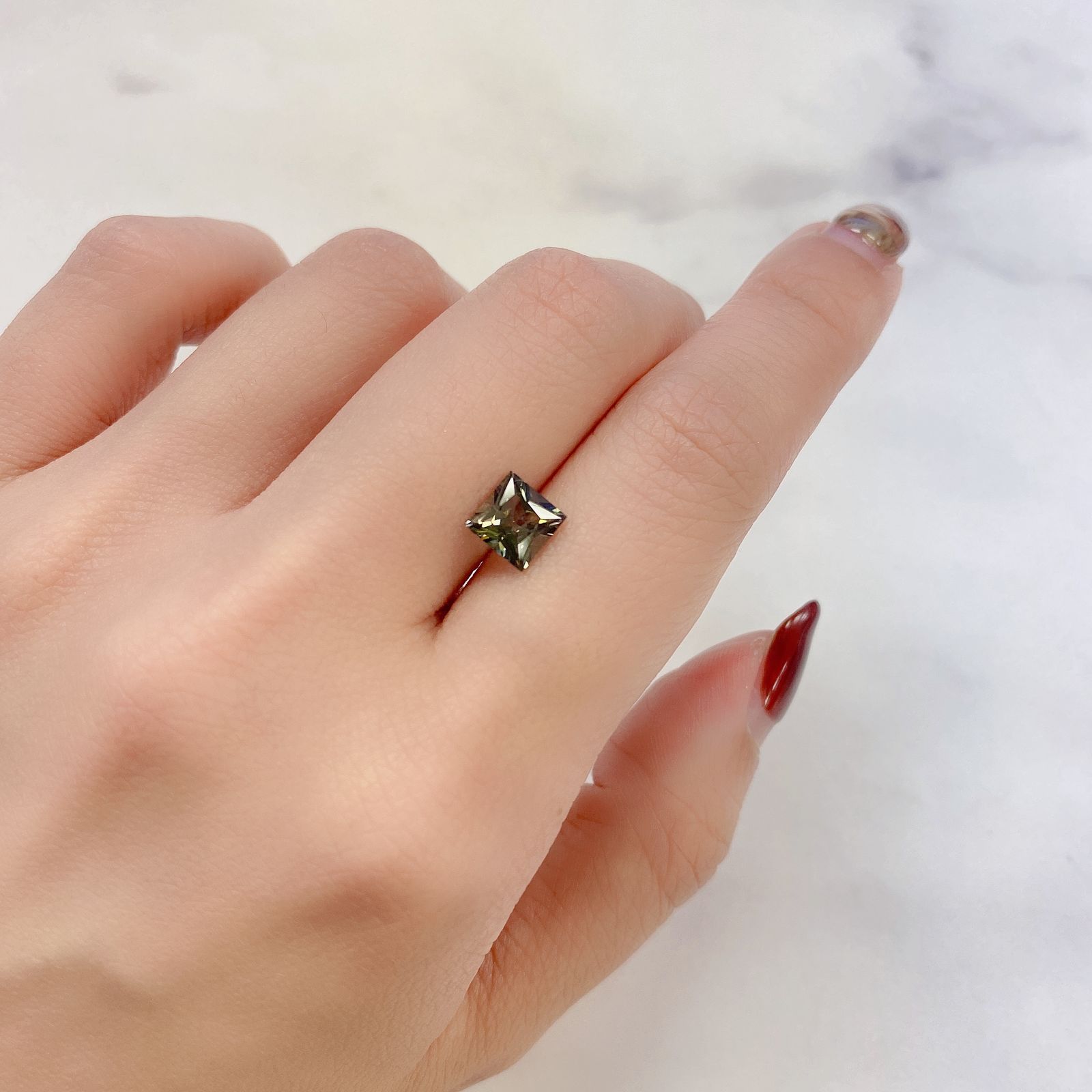 ◇プリンセスカット◇バイカラートルマリン(宝石名トルマリン)ブラジル産 1.28ct 識別済[231225193]6.1x6.1mm前後