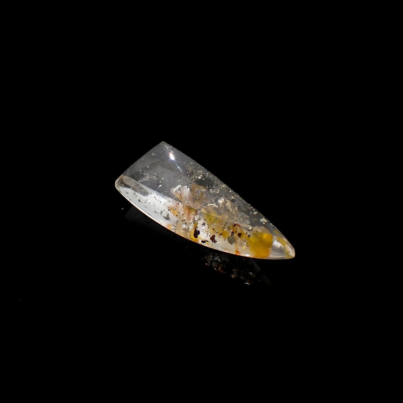◇カスタムカット◇パイライトインクォーツ  ブラジル産 12.65ct[220616630]27.3x11.2mm前後