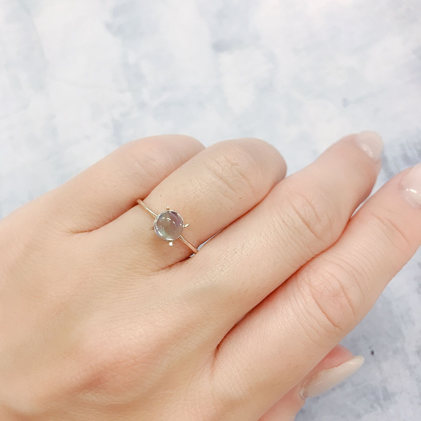 レインボームーンストーン(宝石名アンデシン)インド・タミルナードゥ州産 0.78ct 識別済[220515819]5.8x5.7mm前後