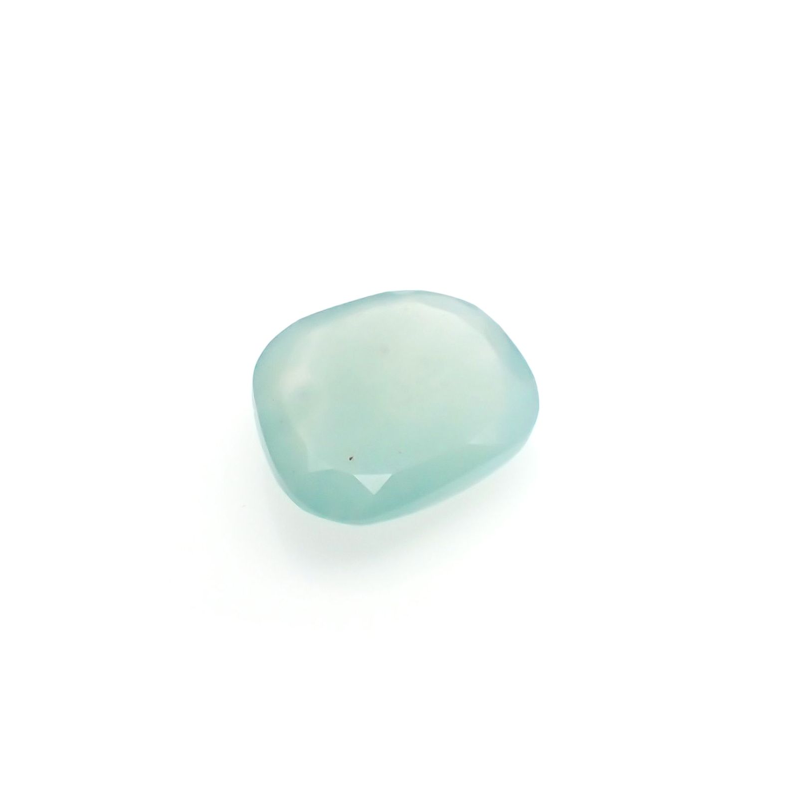 ◇フリーフォーム・ローズカット◇アクアプレーズ(宝石名ブルー グリーン・カルセドニー)南アフリカ産 4.36ct 識別済[230421891]12.6x10.7mm前後
