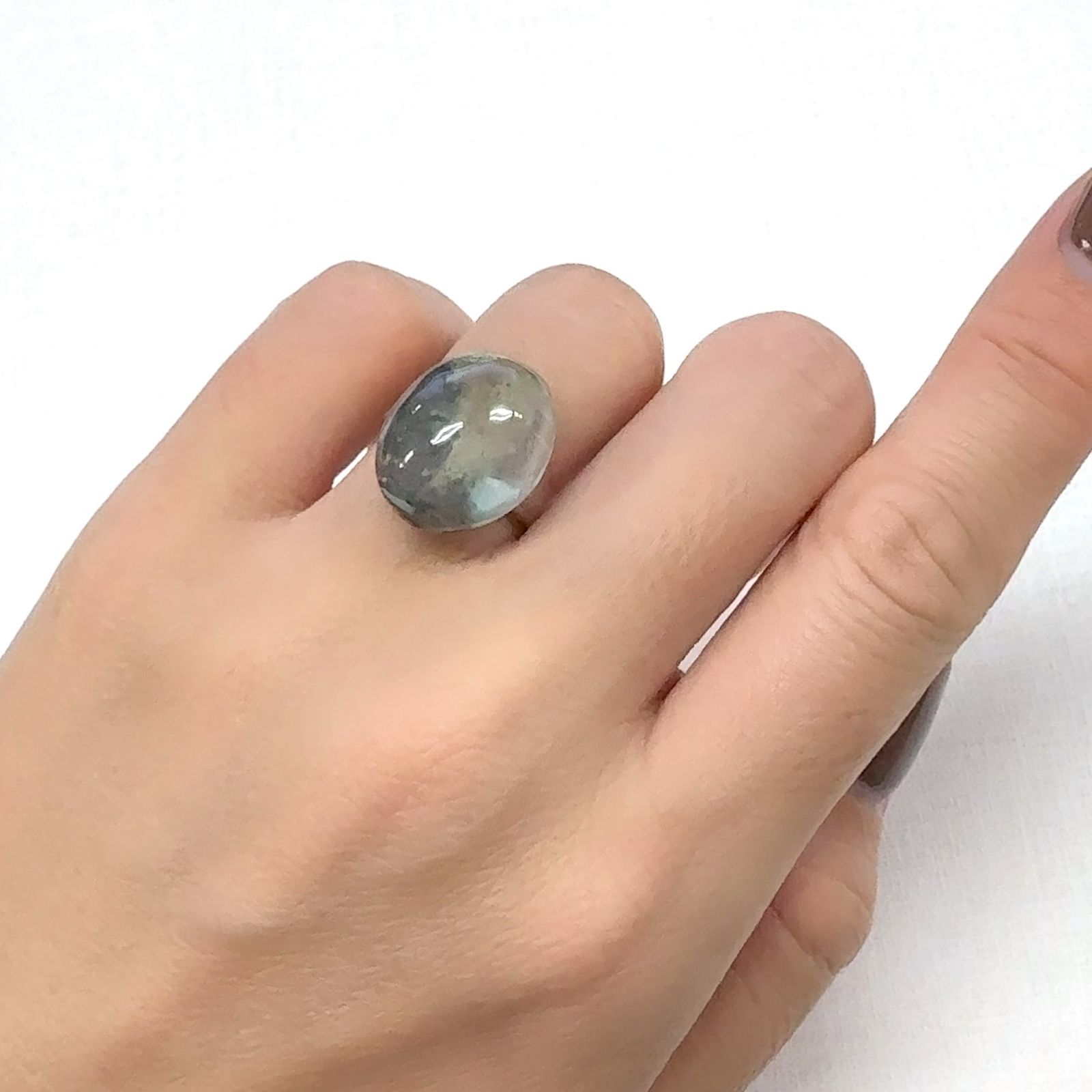 アホイトインクォーツ 南アフリカ・メッシーナ鉱山産 11.56ct [241029321]17.2x13.9mm前後