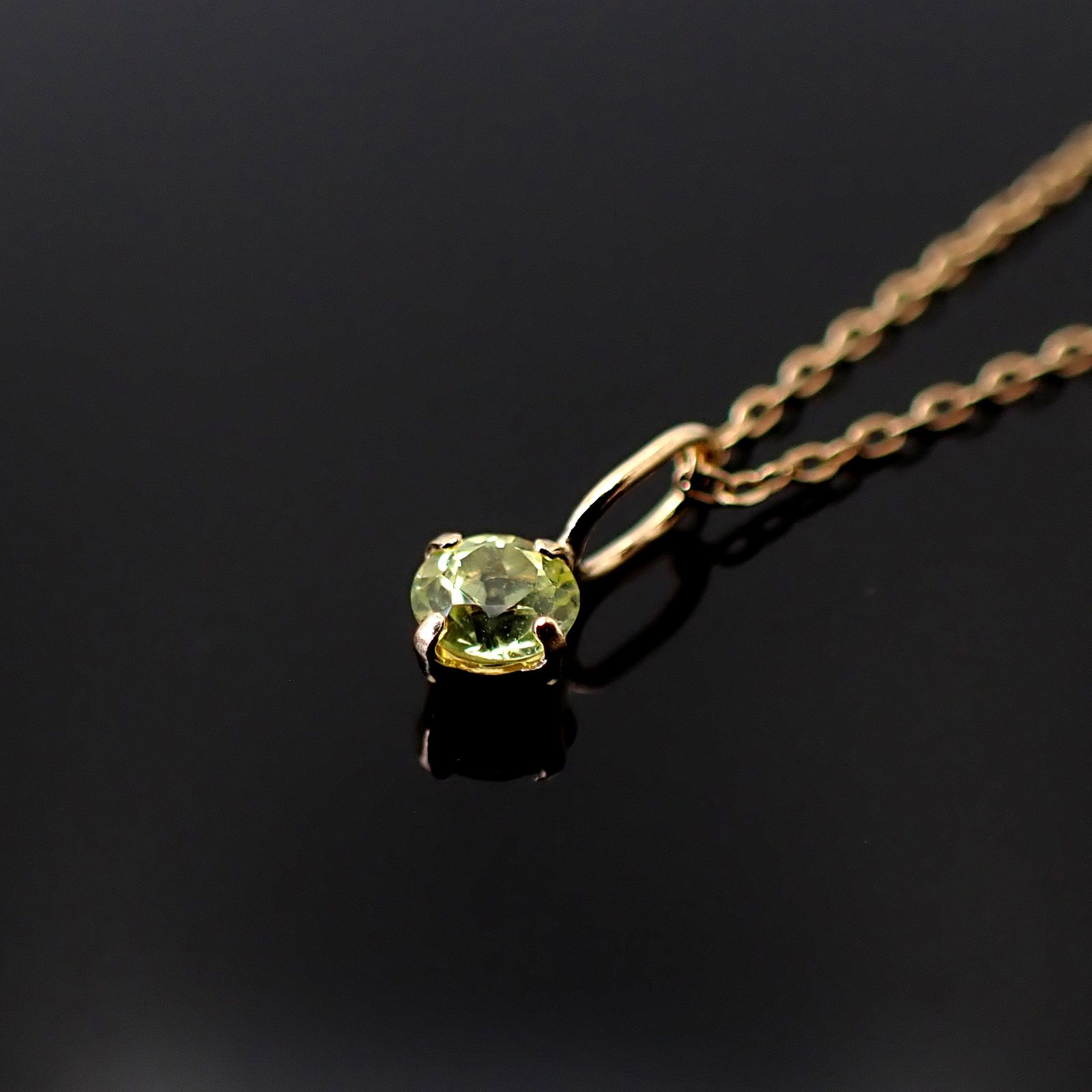 ◇K18 Petitデザイン限定品◇一粒石ジュエリー | パロットクリソベリル 3mm [チャーム/ペンダントトップ※チェーン別売り]
